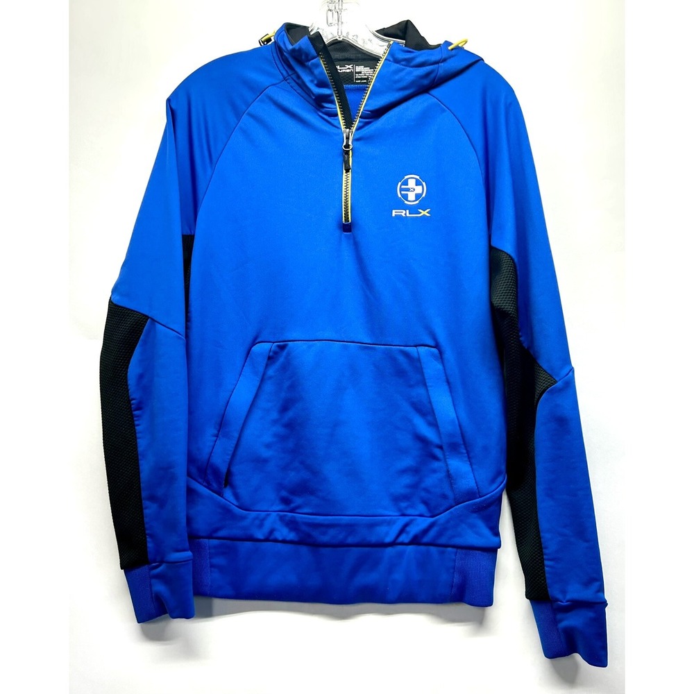 RLX Ralph Lauren Mens Small Blue 1/2 Zip Pullover Hoodie (A4)